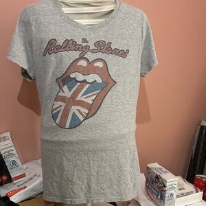 Rolling Stones  Gray Graphic Tee with Union Jack Tongue Size Small